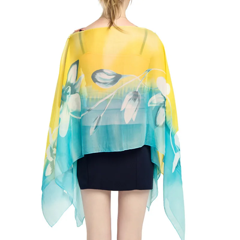Summer Thin Transparent Chiffon Flowers Print Sunscreen Shawl Women's Hedging Cloak Cycling Driving Uv Sunshade Clothes T1
Summer Thin Transparent Chiffon Flowers Print Sunscreen Shawl Women's Hedging Cloak Cycling Driving Uv Sunshade Clothes T1
