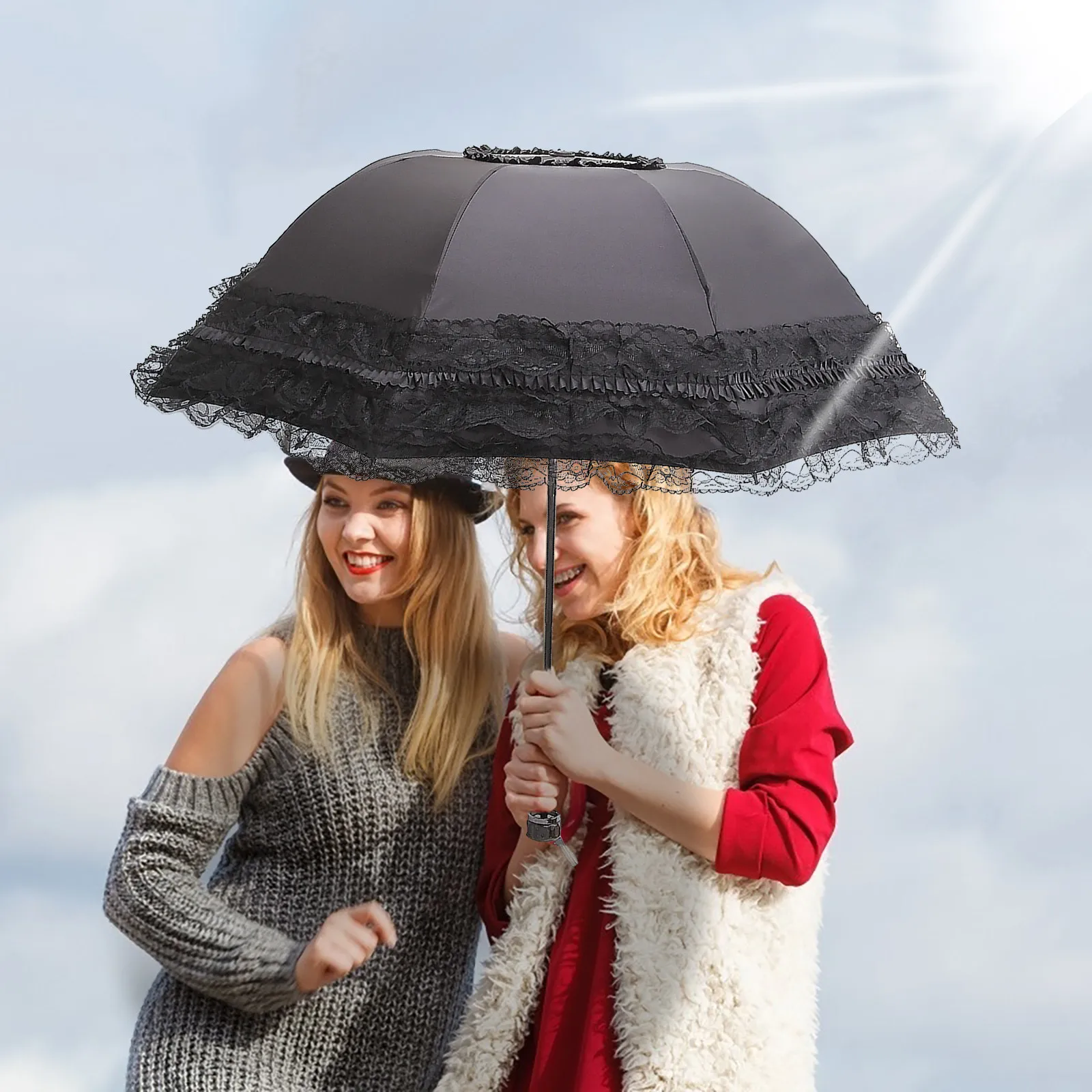 Outdoor Women's Black Gothic Lace Umbrella Black Wedding Sun Umbrellas Lolita Black Umbrella Dual-use Sun Umbrellas FFT
Outdoor Women's Black Gothic Lace Umbrella Black Wedding Sun Umbrellas Lolita Black Umbrella Dual-use Sun Umbrellas FFT