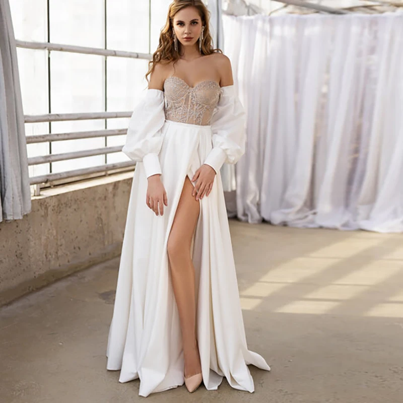 BOHO White Wedding Dress 2021 Robe De Mariée With Detachable Puff Long Sleeves Vestido De Noiva Garden Country Bridal Gowns
BOHO White Wedding Dress 2021 Robe De Mariée With Detachable Puff Long Sleeves Vestido De Noiva Garden Country Bridal Gowns