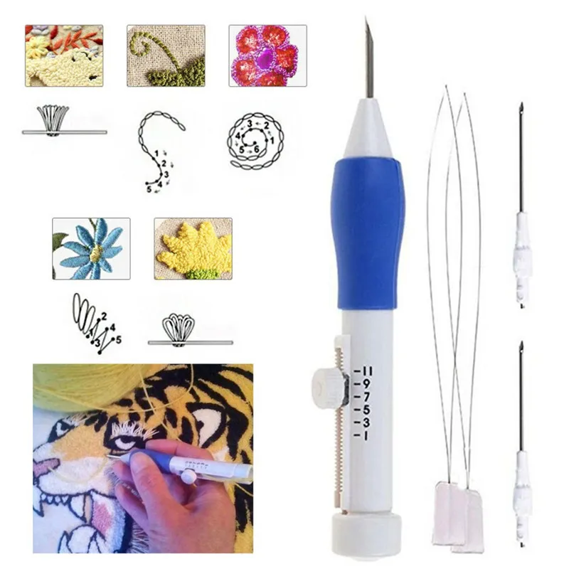 1 Set 3 Needles 2 Threaders Craft Tool Punch Needle Set Embroidery Pen Set Stitching Craft Tool for DIY Sewing Blue 23cm x 12cm
1 Set 3 Needles 2 Threaders Craft Tool Punch Needle Set Embroidery Pen Set Stitching Craft Tool for DIY Sewing Blue 23cm x 12cm
