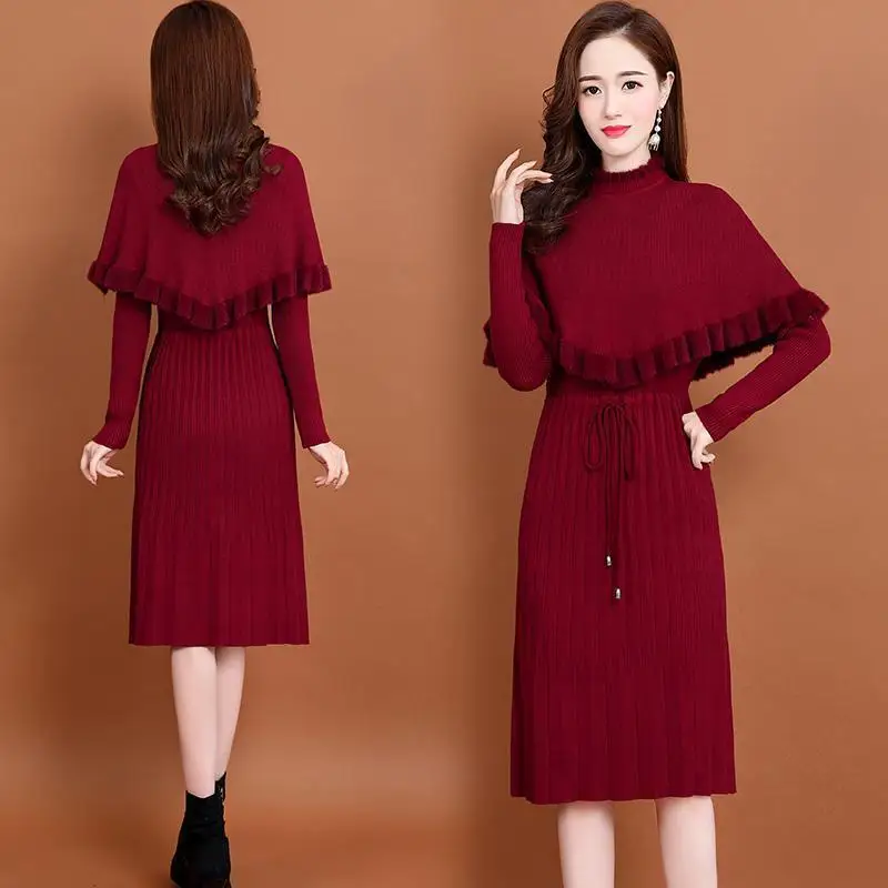 Knitted women's 2021 autumn and winter new women's high-necked dress mid-length bottoming sweater skirt dress
Knitted women's 2021 autumn and winter new women's high-necked dress mid-length bottoming sweater skirt dress