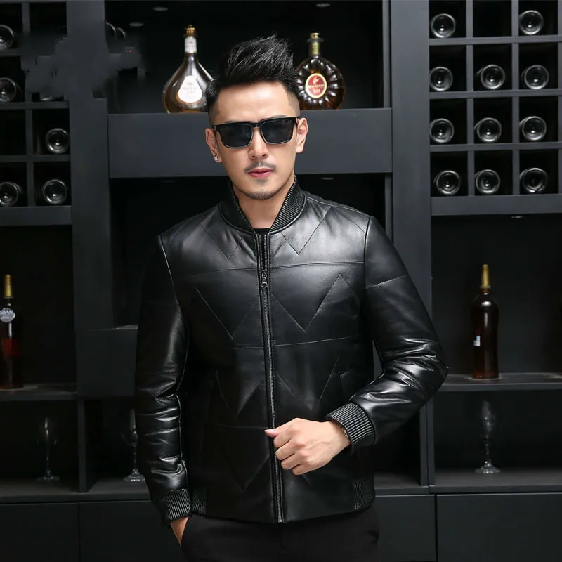 Leather Jacket Men Winter Bomber Jacket Real Sheepskin Coat Duck Down Baseball Jackets Plus Size Jaqueta De Couro 18016 YY531
Leather Jacket Men Winter Bomber Jacket Real Sheepskin Coat Duck Down Baseball Jackets Plus Size Jaqueta De Couro 18016 YY531