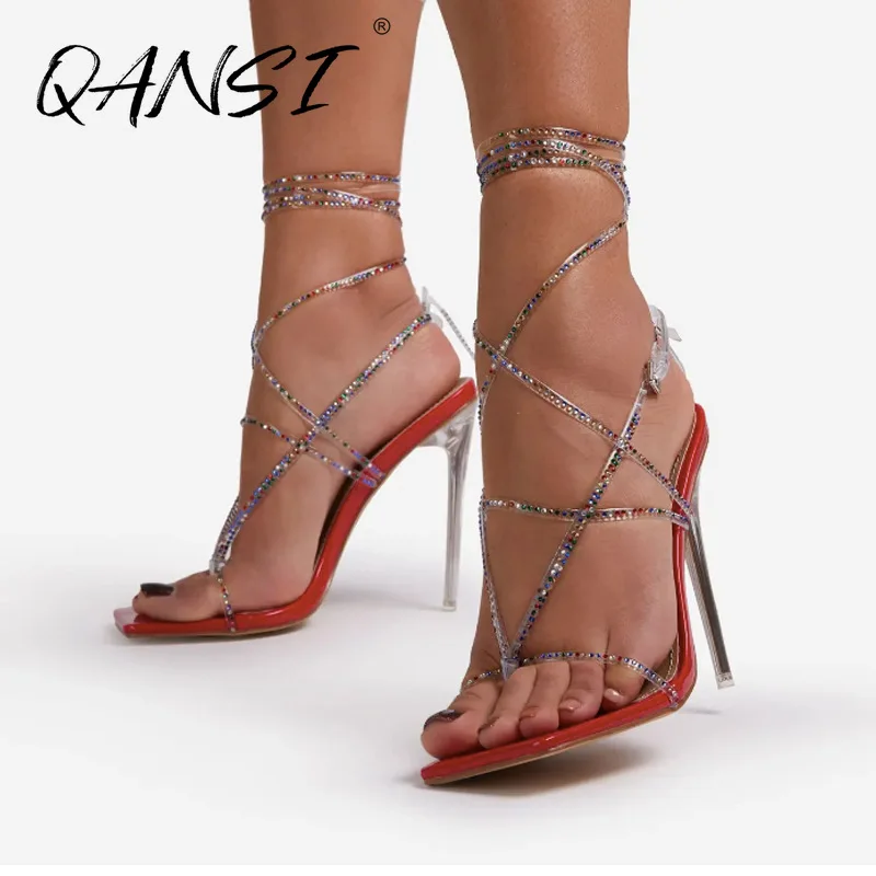 Summer Sexy Cross Lace Women's Flip Flop Sandals Fashion Rhinestone Nightclub Wedding Shoes Square Toe Stiletto Sandals Women
Summer Sexy Cross Lace Women's Flip Flop Sandals Fashion Rhinestone Nightclub Wedding Shoes Square Toe Stiletto Sandals Women