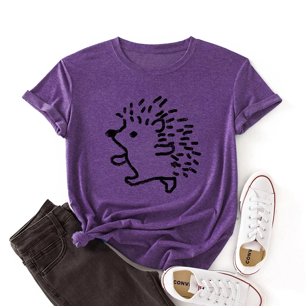 Summer Cotton Women T-shirt Graphic Tees Short Sleeve Female Tops Cute Hedgehog Printed T Shirt Kawaii Clothes
Summer Cotton Women T-shirt Graphic Tees Short Sleeve Female Tops Cute Hedgehog Printed T Shirt Kawaii Clothes
