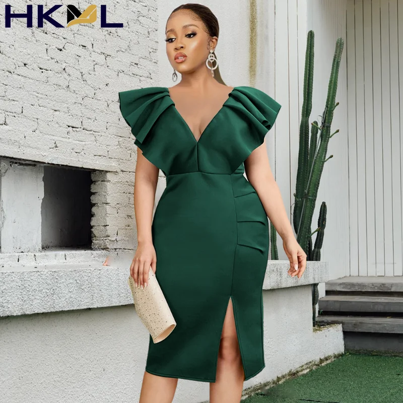 Women Deep V Neck Slit Dresses Plus Size Fashion Ruffles Sleeves Birthday Party evening dress Summer New Long Dresses
Women Deep V Neck Slit Dresses Plus Size Fashion Ruffles Sleeves Birthday Party evening dress Summer New Long Dresses