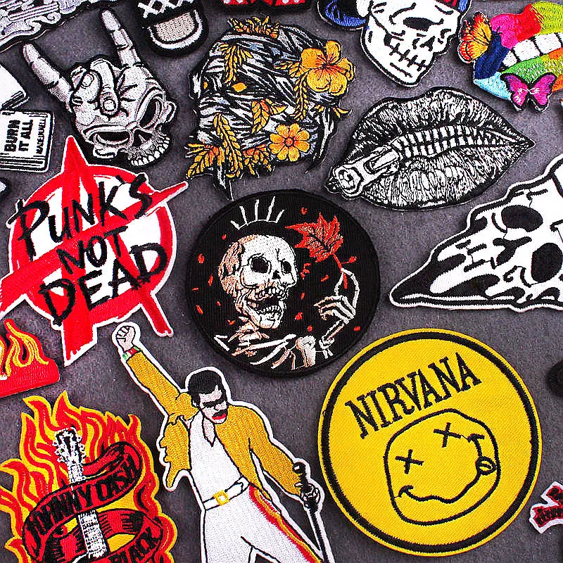 Hippie Rock Patches on Clothes Punk Skull patch Clothing Thermoadhesive Patches DIY iron on Embroidered applique on backpack
Hippie Rock Patches on Clothes Punk Skull patch Clothing Thermoadhesive Patches DIY iron on Embroidered applique on backpack