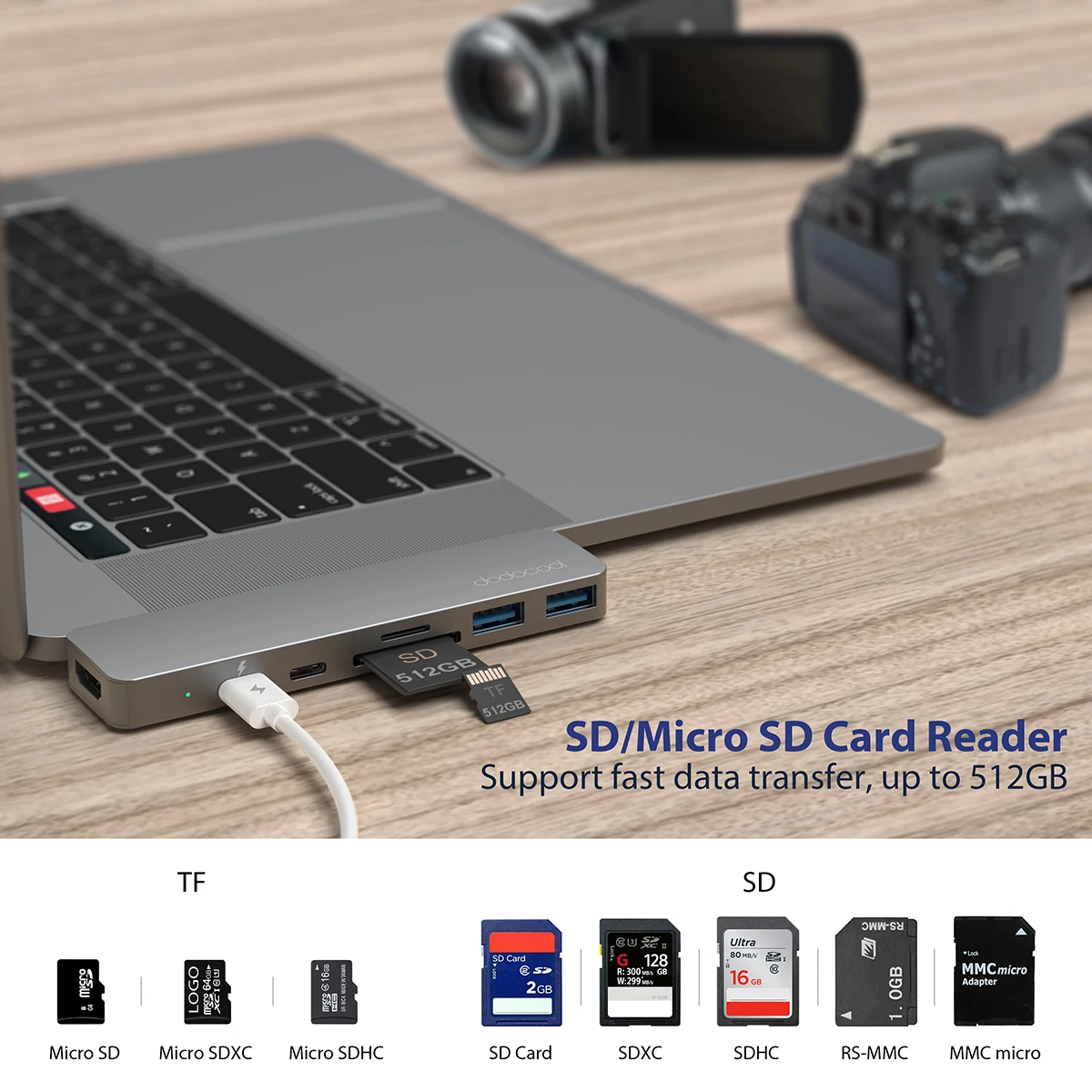 Док-станция dodocool для MacBook Pro многопортовый хаб 7 в 1 из алюминиевого сплава двойной