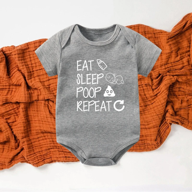 

Newborn Summer Romper Eat Sleep Poop Repeat Infant Toddler Baby Boy Girl Onesies Funny Letter Bodysuits Jumpsuit Clothes Outfit