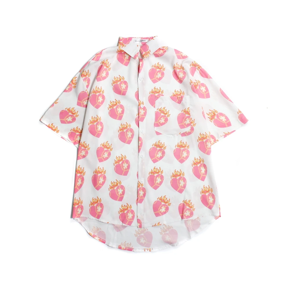 Summer Short-sleeved Shirt Loose Women Blouse Hip-hop Love Full Print Street Fashion Brand Wild Harajuku Couple Shirt Men Shirt
Summer Short-sleeved Shirt Loose Women Blouse Hip-hop Love Full Print Street Fashion Brand Wild Harajuku Couple Shirt Men Shirt