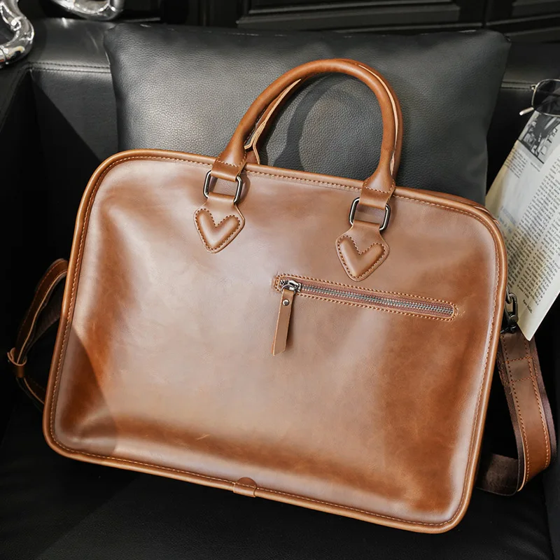 Luxury Crazy Horse Leather Briefcases Men Shoulder Messenger Bag Large-capacity Men's Handbag Business Briefcase Laptop Bag 2021
Luxury Crazy Horse Leather Briefcases Men Shoulder Messenger Bag Large-capacity Men's Handbag Business Briefcase Laptop Bag 2021