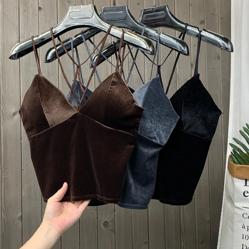 Crop Top Women Camis Hollow Out Halter Top Velvet Camisole autumn Sexy Sleeveless Low Chest Women's clothing
Crop Top Women Camis Hollow Out Halter Top Velvet Camisole autumn Sexy Sleeveless Low Chest Women's clothing