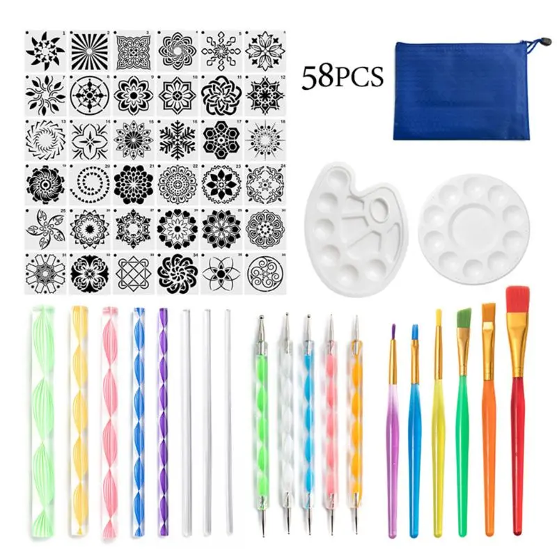 58pcs Mandala Dotting Tools Set for Painting Rock Stencil Acrylic Stick Palette
58pcs Mandala Dotting Tools Set for Painting Rock Stencil Acrylic Stick Palette