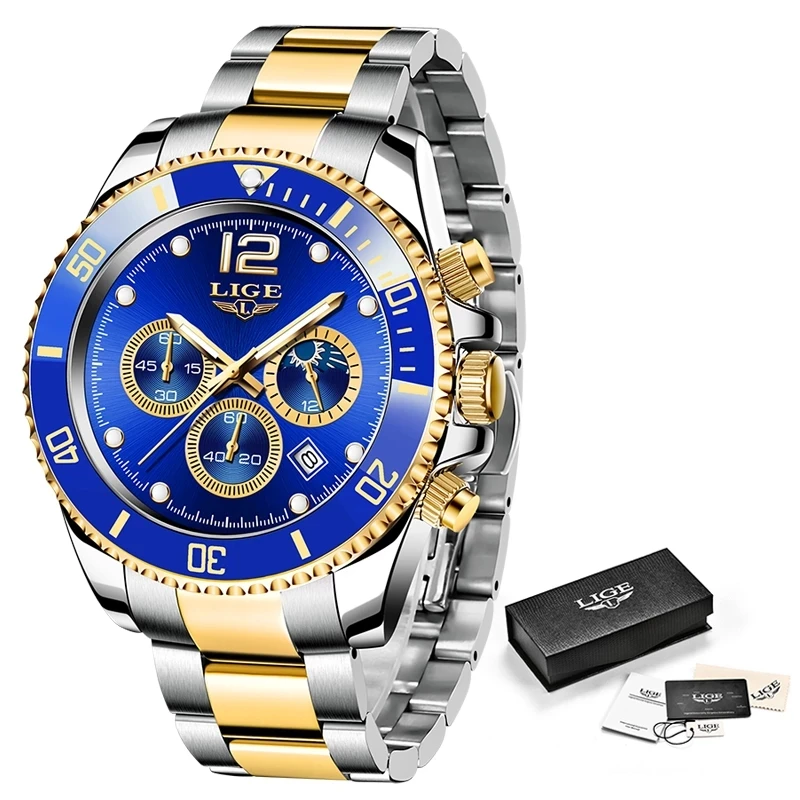 LIGE Top Brand Luxury Fashion Diver Watch Men Waterproof Date Clock Gold Blue Watches Mens Quartz Wristwatch Relogio Masculino
LIGE Top Brand Luxury Fashion Diver Watch Men Waterproof Date Clock Gold Blue Watches Mens Quartz Wristwatch Relogio Masculino