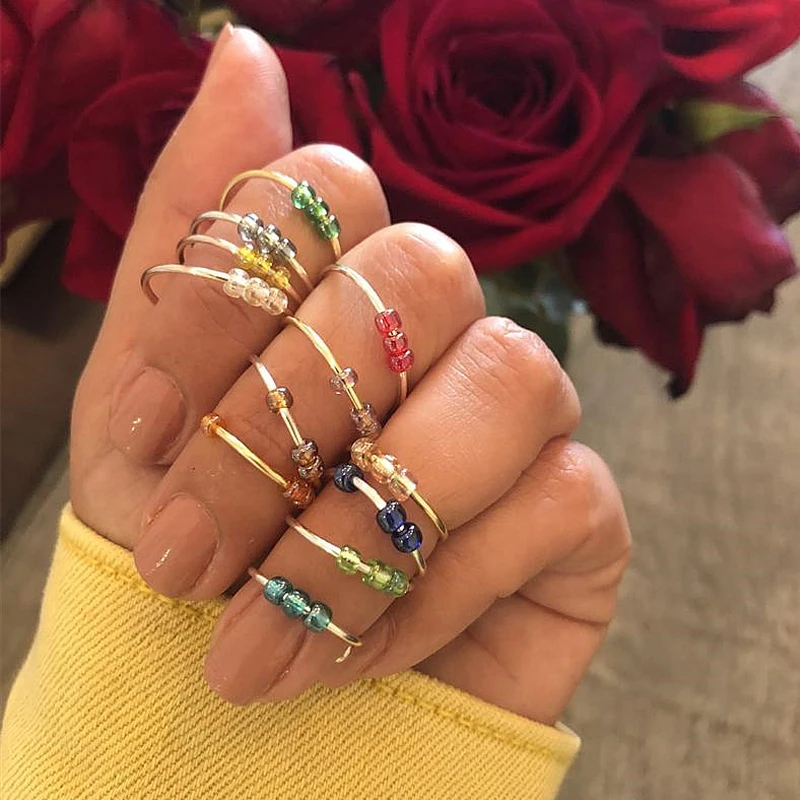 Bohemia Beads Rings Rotate Freely Anti Stress Anxiety Ring for Women Girl Single Coil Antistress Spiral Beads Rotate Toy Jewlery
Bohemia Beads Rings Rotate Freely Anti Stress Anxiety Ring for Women Girl Single Coil Antistress Spiral Beads Rotate Toy Jewlery