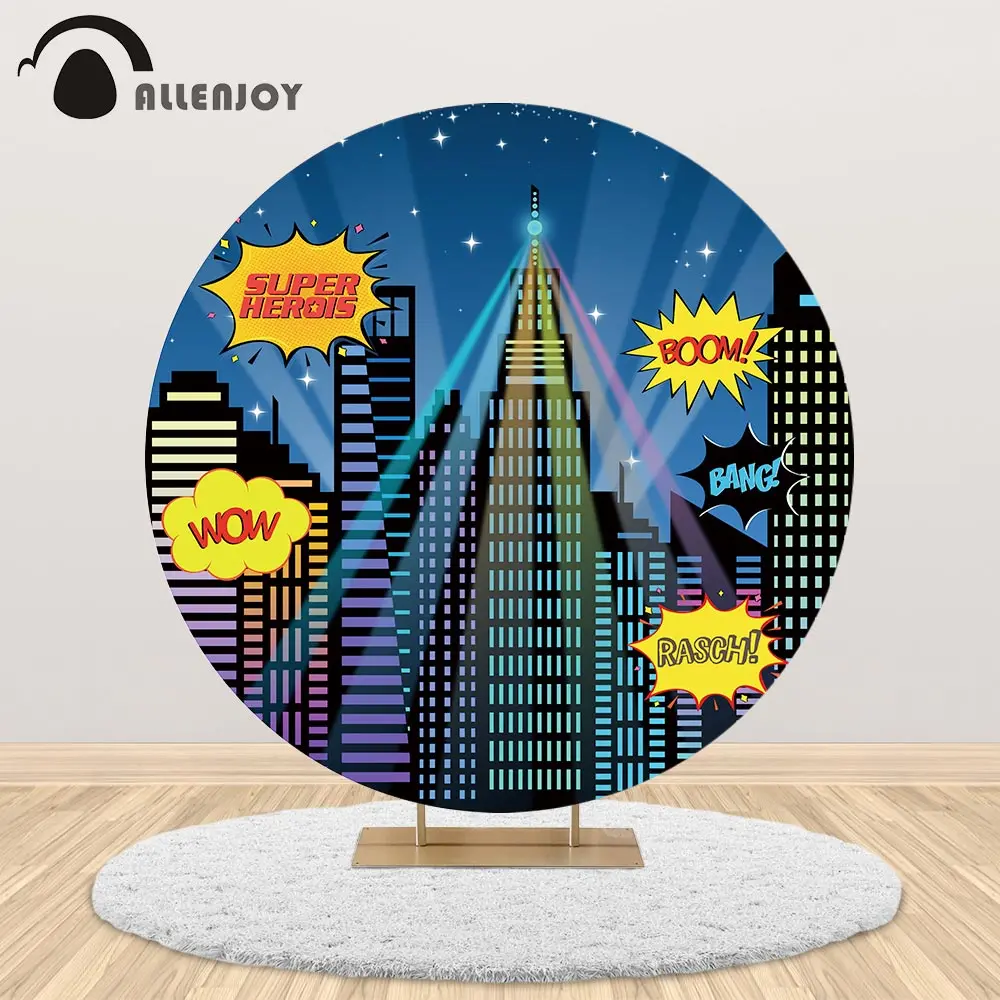 Allenjoy super hero birthday round backdrop cover decorations Night City Building Street customize background circle photobooth
Allenjoy super hero birthday round backdrop cover decorations Night City Building Street customize background circle photobooth