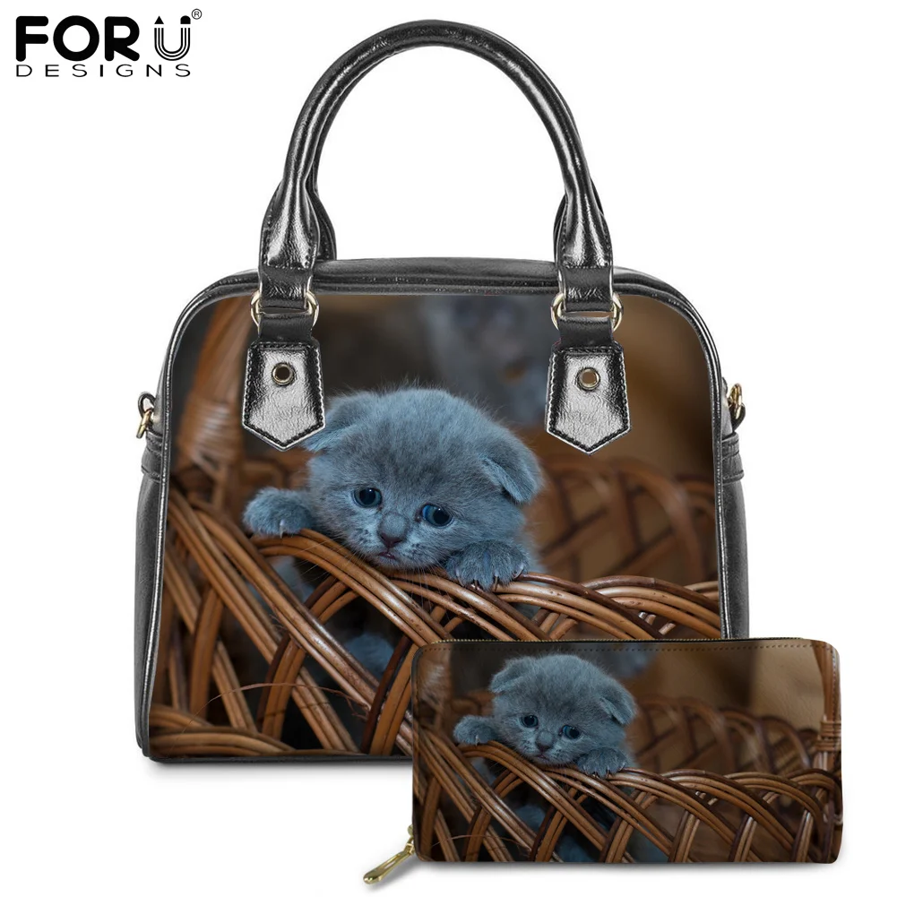 FORUDESIGNS Funny 3D Cat Animal Print Women Handbags&Wallets 2pcs Set Luxury Design PU Leather Tote Bags Messenger Crossbody Sac
FORUDESIGNS Funny 3D Cat Animal Print Women Handbags&Wallets 2pcs Set Luxury Design PU Leather Tote Bags Messenger Crossbody Sac
