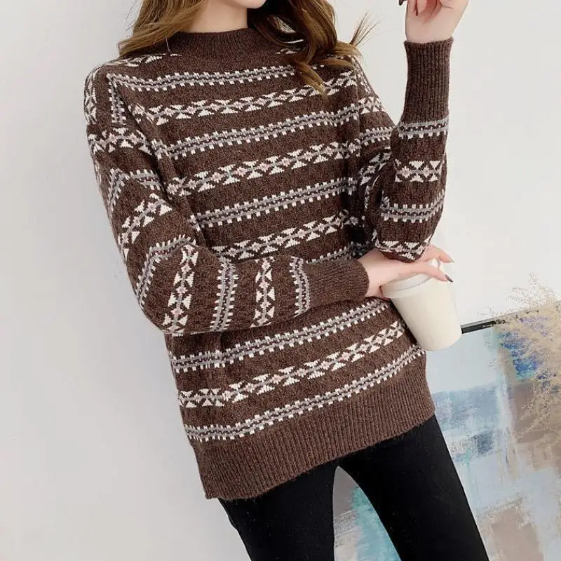 2021 New Retro Printed Sweater Female Student Korean Version Loose Autumn/Winter Dress Striped Needle Wild Knit Shirt Base Shirt
2021 New Retro Printed Sweater Female Student Korean Version Loose Autumn/Winter Dress Striped Needle Wild Knit Shirt Base Shirt