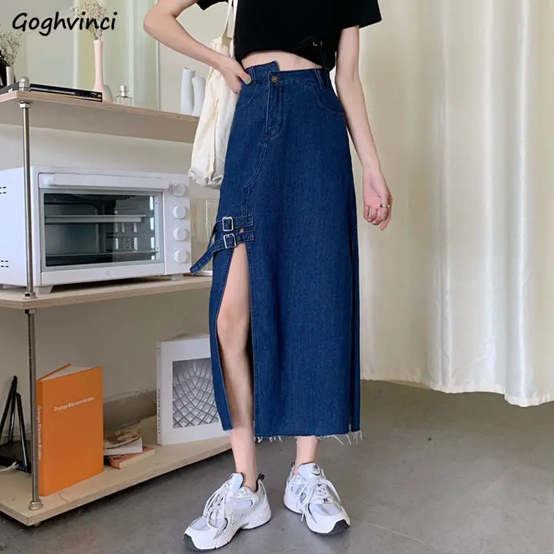 Women Denim Skirts Designer Side-slit Irregular Mid-calf Blue Hipster Teenagers High Waist Females All-match Korean Style Casual
Women Denim Skirts Designer Side-slit Irregular Mid-calf Blue Hipster Teenagers High Waist Females All-match Korean Style Casual