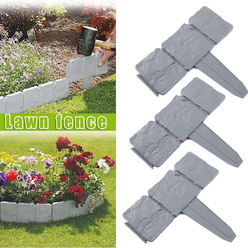 Plastic T-Shape Lawn Boarder Fence Cobbled Stone Effect Hammer-In Lawn Garden Edging A1
Plastic T-Shape Lawn Boarder Fence Cobbled Stone Effect Hammer-In Lawn Garden Edging A1