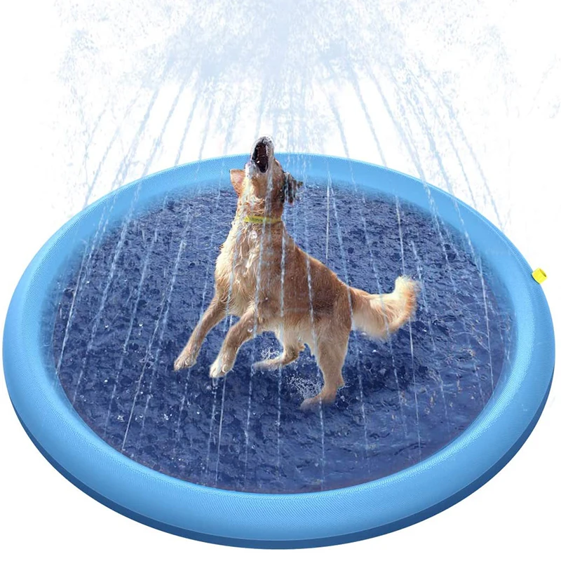 

150*150cm Pet Sprinkler Pad Play Cooling Mat Swimming Pool Inflatable Water Spray Pad Mat Tub Summer Cool Dog Bathtub for Dogs