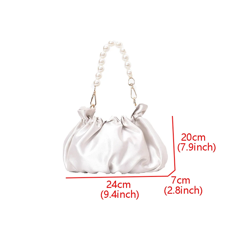 Luxury Silk Cloud Bags for Women Handbags Pearls Beaded Women's Crossbody Bags Drawstring Dumpling Women Shoulder Bags Purse
Luxury Silk Cloud Bags for Women Handbags Pearls Beaded Women's Crossbody Bags Drawstring Dumpling Women Shoulder Bags Purse