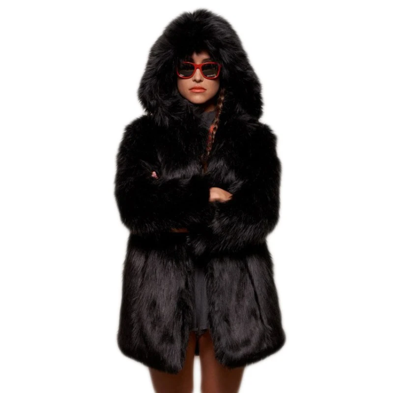 GAMPORL Faux Fur Coat Faux Fox Fur Fluffy Clothes Fashionable Ladies Black Hooded Jacket 2021 Winter Thick Warm Clothes
GAMPORL Faux Fur Coat Faux Fox Fur Fluffy Clothes Fashionable Ladies Black Hooded Jacket 2021 Winter Thick Warm Clothes