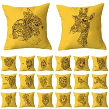 45*45CM Colorful Cute Owl Wolf Lion Pattern Cotton Linen Throw Pillow Cushion Cover Car Home Sofa Decorative Pillowcase