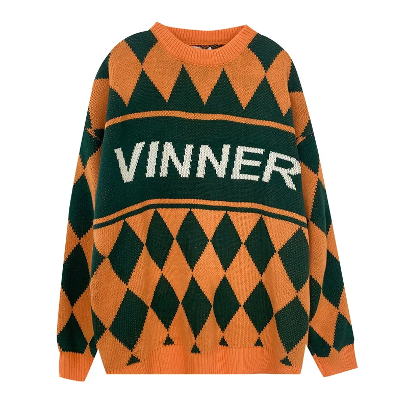 New Women Vintage Sweater Autumn Winter Long Sleeve Letter Plaid Pullover Tops Korean Style Woman Loose Oversize Knit Sweaters
New Women Vintage Sweater Autumn Winter Long Sleeve Letter Plaid Pullover Tops Korean Style Woman Loose Oversize Knit Sweaters