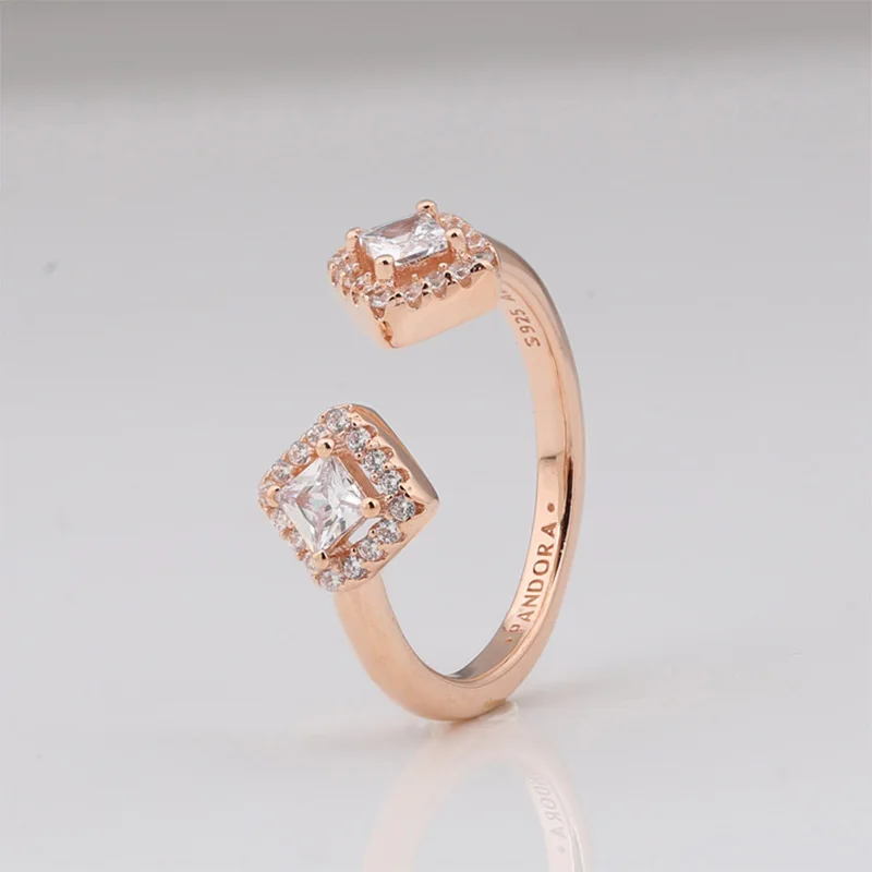Fashion 925 Sterling Silver Rose Gold-Plated Square Sparkle Open Ring Clear Cubic Zirconia DIY Jewelry Making For Pandora
Fashion 925 Sterling Silver Rose Gold-Plated Square Sparkle Open Ring Clear Cubic Zirconia DIY Jewelry Making For Pandora