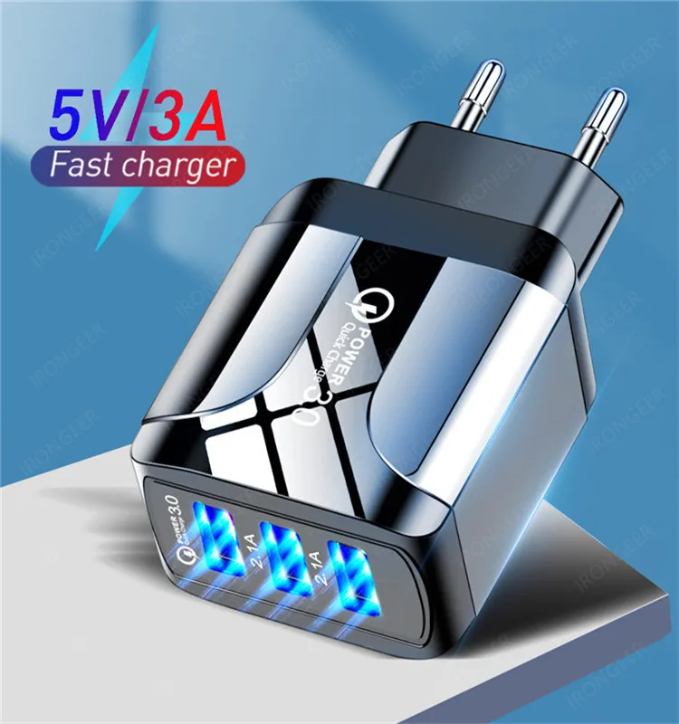 3 порта USB зарядное устройство Quick Charge 0 2.4A мобильный телефон быстрое адаптер для