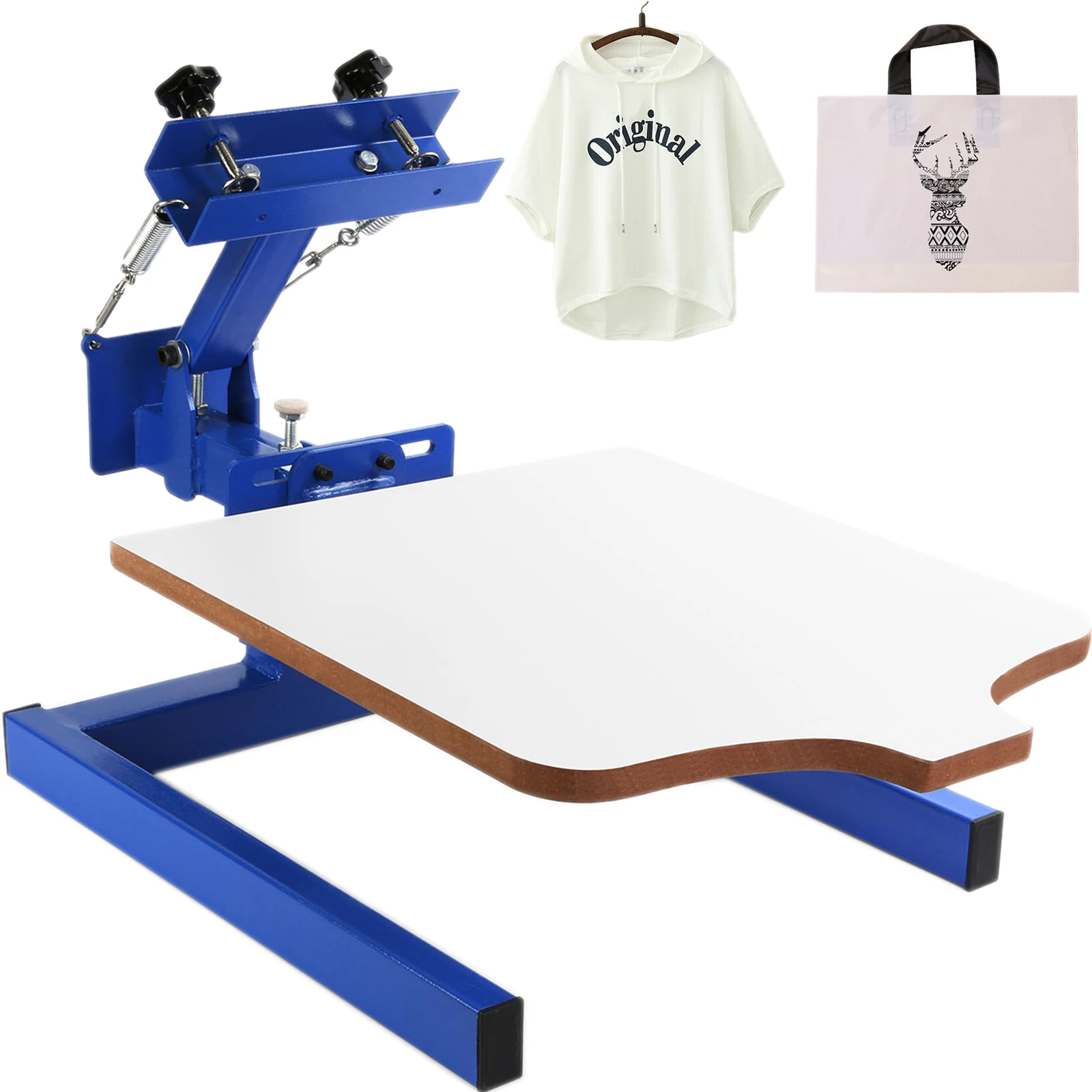 

VEVOR 1 Color 1 Station Steel Silk Screen Printing Machine 21.7 x 17.7 Inch 55x45cm for T-Shirt Press Printer Equipment DIY Kit