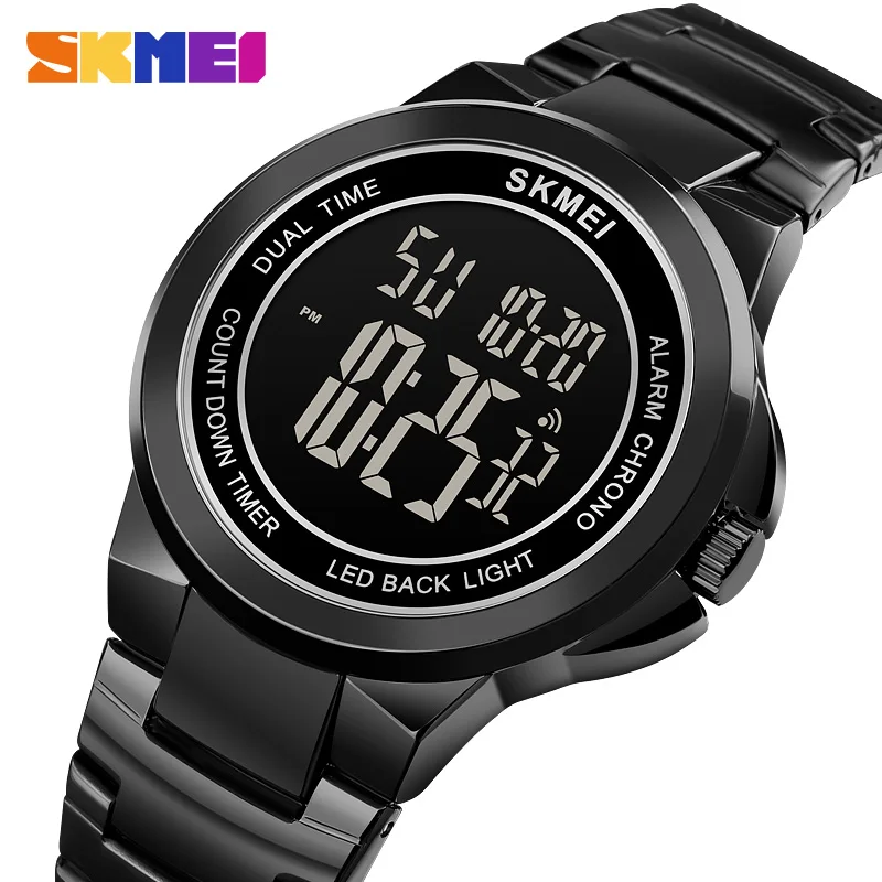 

SKMEI Mens Digital Wristwatches 2 Time Stopwatch Men Sport Watch Fashion LED Men Watches Waterproof Hour relogio masculino 1712
