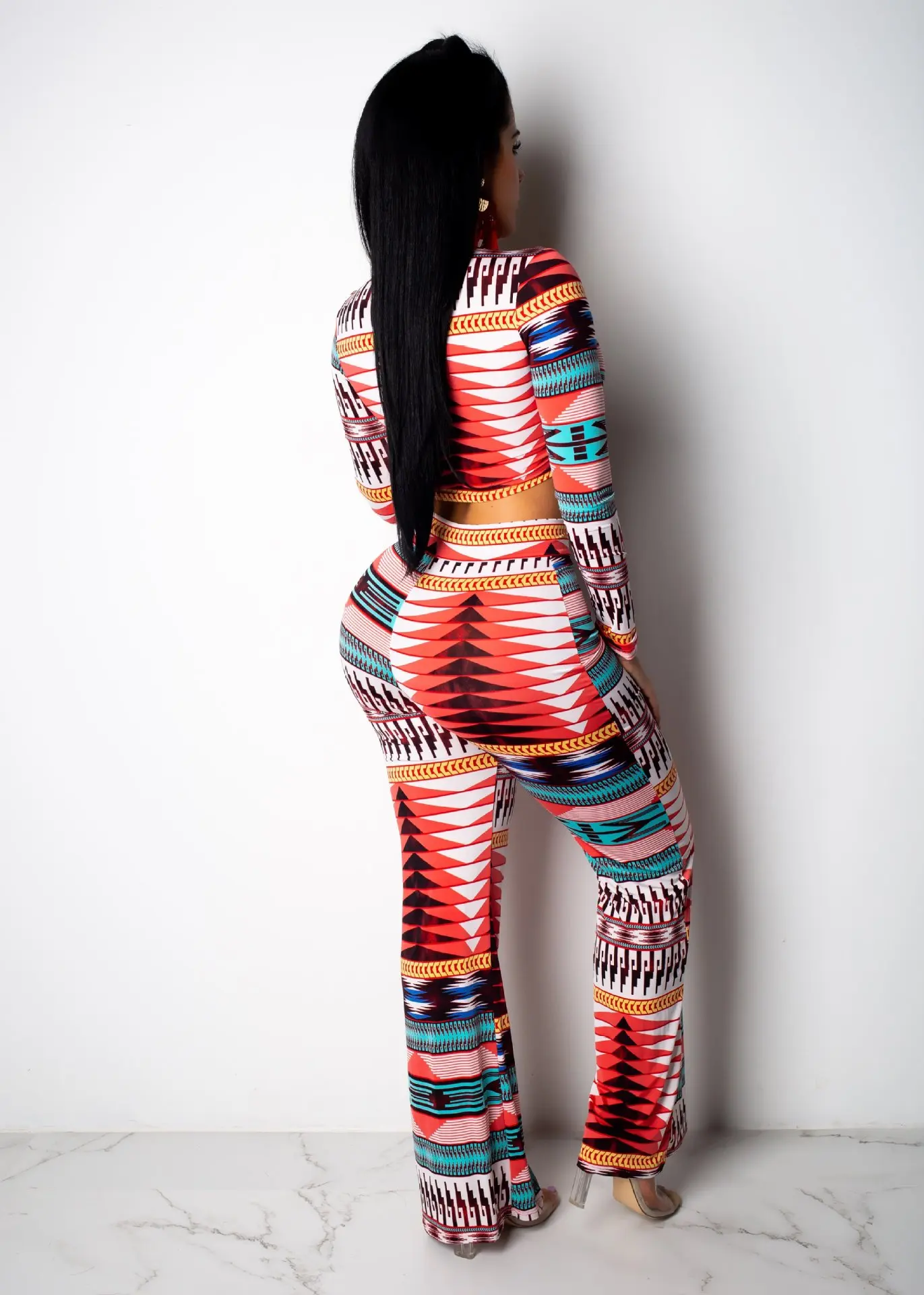 HAOOHU Two-Piece Suit Women's Sportwear Sexy Printing Long Sleeve Blouse High Waist Push Up Slim Leggings Stripes Printed Sets
HAOOHU Two-Piece Suit Women's Sportwear Sexy Printing Long Sleeve Blouse High Waist Push Up Slim Leggings Stripes Printed Sets