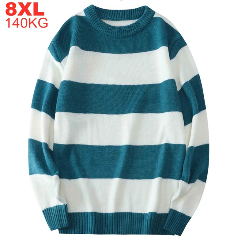 Big Size 8xl 7xl Men Striped Sweaters Korean Streetwear Oversized Men's Jumpers Mens Pullover Knitted Comfortable Knitwear Male
Big Size 8xl 7xl Men Striped Sweaters Korean Streetwear Oversized Men's Jumpers Mens Pullover Knitted Comfortable Knitwear Male