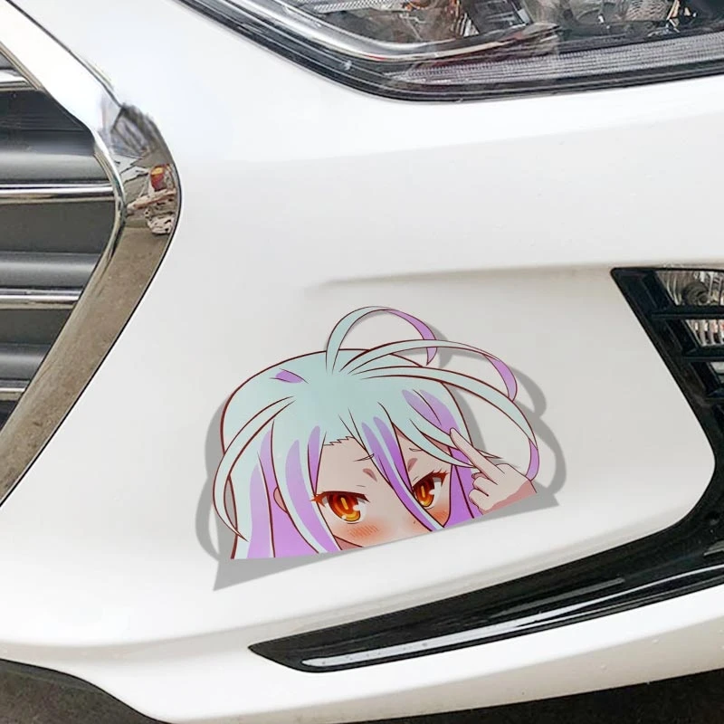 Мультяшные аниме автомобильные наклейки для Shiro No Game Life Peeker Big Head виниловые на