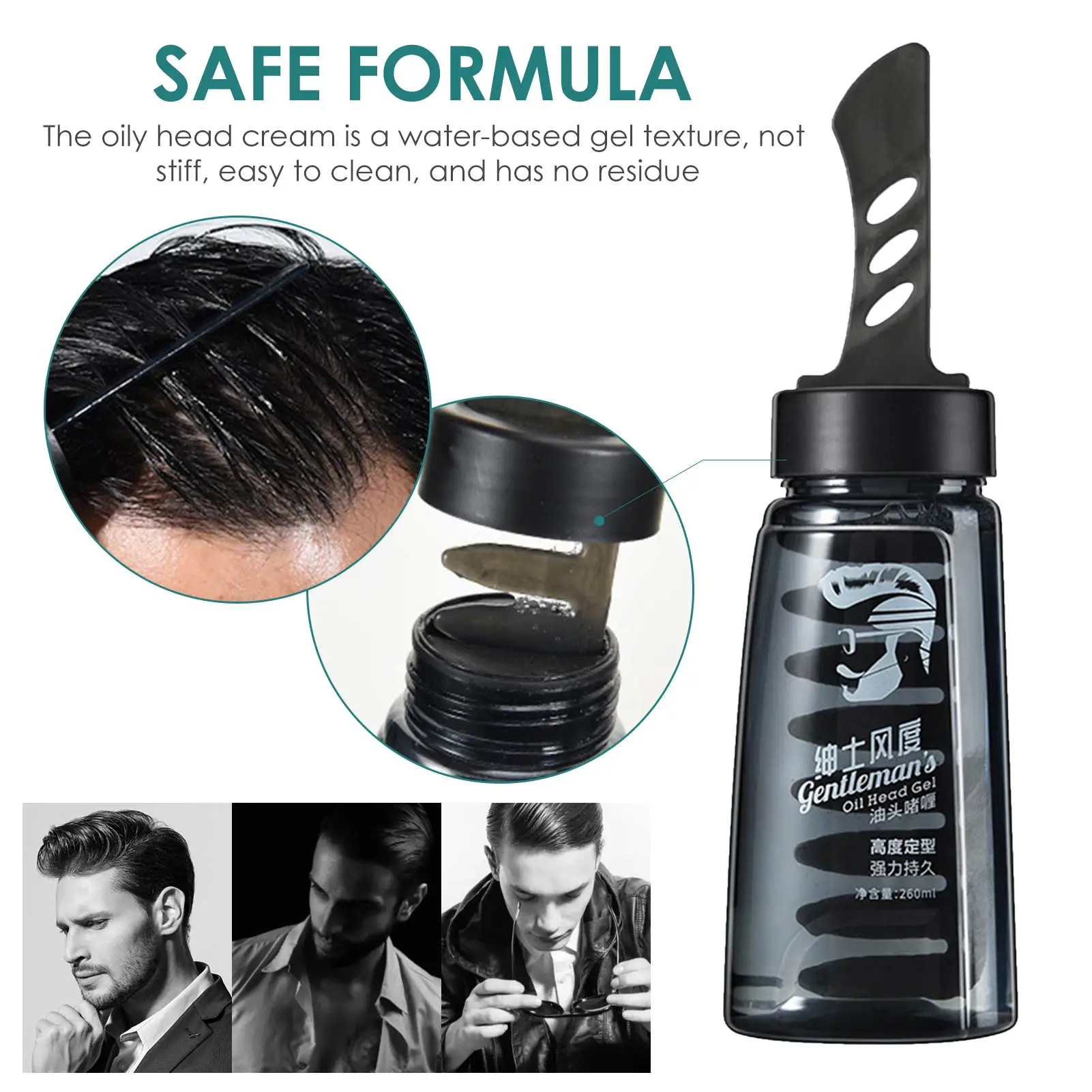 

Hair Setting Gel Pure Argan Oil Vitamin E Men's Oil Head Styling Gel With Comb Moisturizing Non-greasy Non-sticky Hair Styling