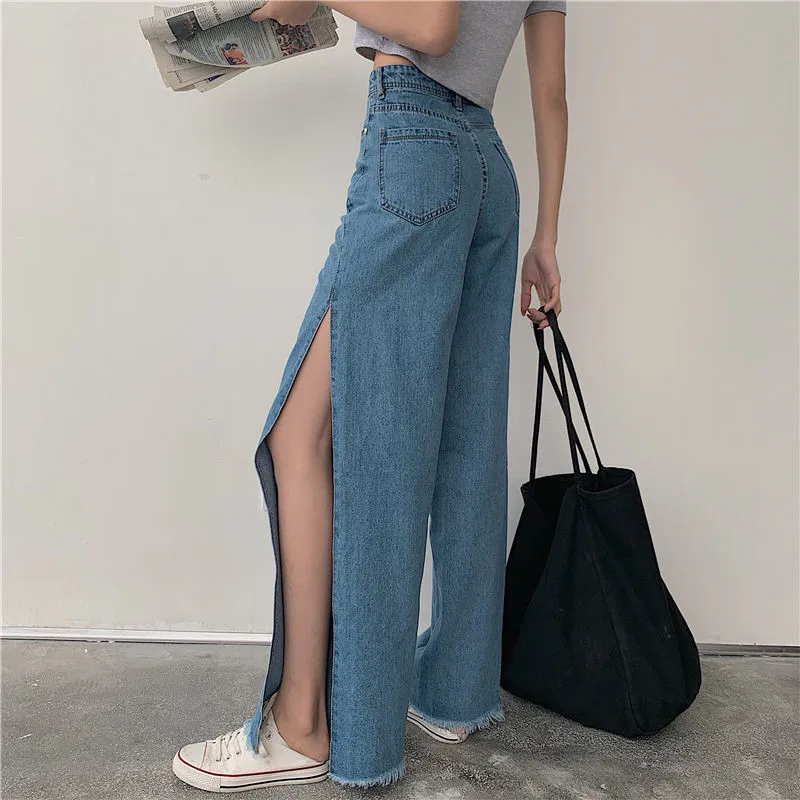 Summer New High Waist Mom Jeans for Women Chic Straight Denim Jeans Boyfriends side Split Loose Streetwear Female Black Pants
Summer New High Waist Mom Jeans for Women Chic Straight Denim Jeans Boyfriends side Split Loose Streetwear Female Black Pants