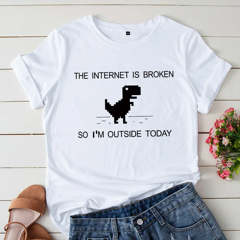 Summer T-Shirt Women Plus Size S-5XL Cotton Cute Letters Dinosaur Print Female Short Sleeve Simple Tshirts Casual Fashion Tops T
Summer T-Shirt Women Plus Size S-5XL Cotton Cute Letters Dinosaur Print Female Short Sleeve Simple Tshirts Casual Fashion Tops T