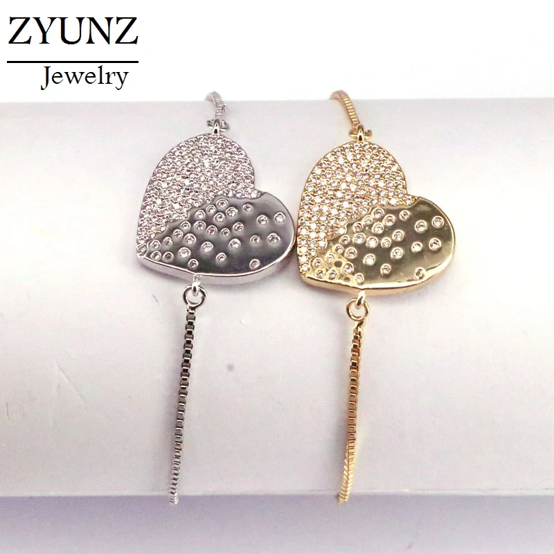 10PCS, Pave Setting Cubic Zirconia CZ Crystal Heart Shape Adjustable Bracelet for Women
10PCS, Pave Setting Cubic Zirconia CZ Crystal Heart Shape Adjustable Bracelet for Women