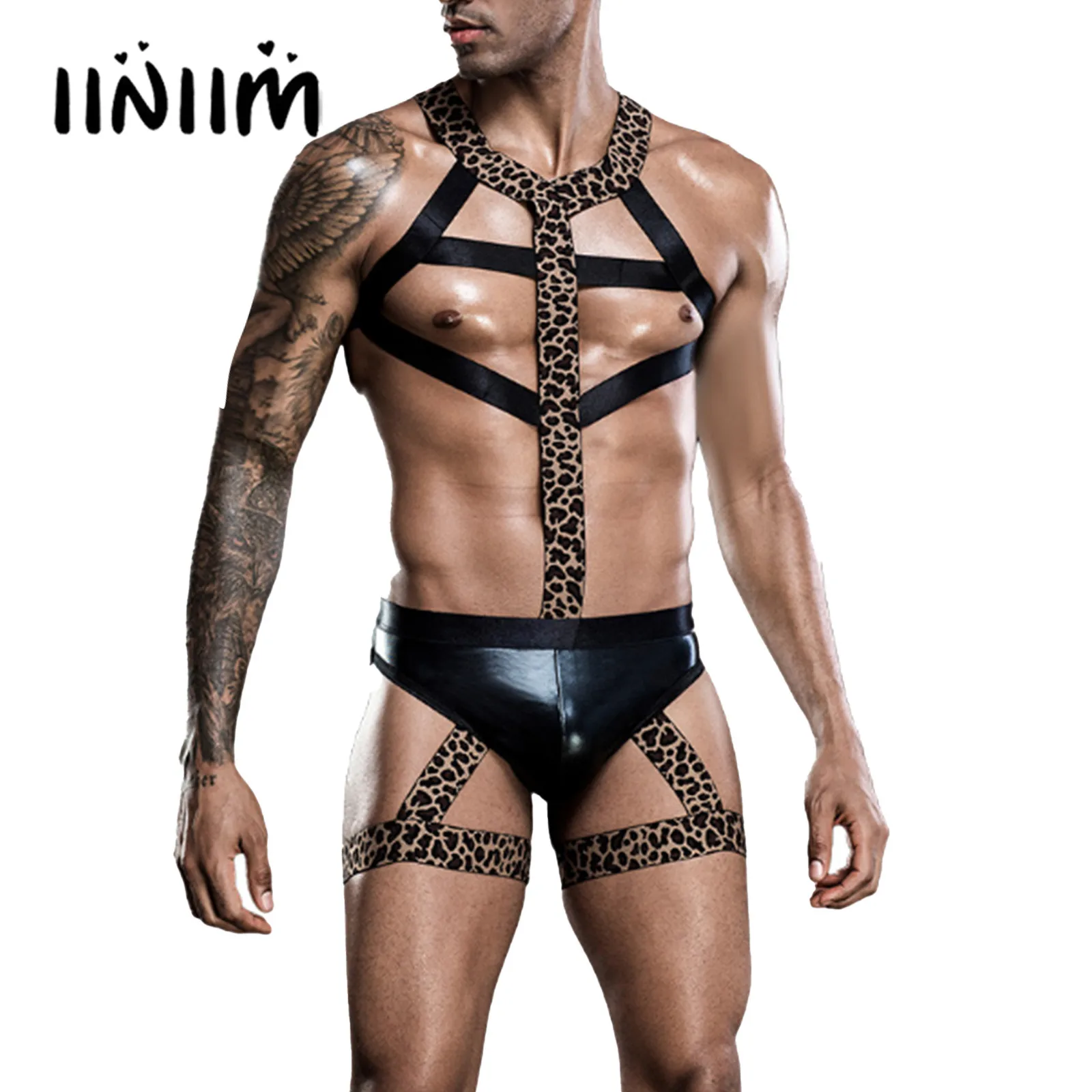 Mens Lingerie Body Chest Harness Belt Top with Faux Leather G-string Briefs Erotic Sexy Lingerie Set Night Club Bar Clubwear
Mens Lingerie Body Chest Harness Belt Top with Faux Leather G-string Briefs Erotic Sexy Lingerie Set Night Club Bar Clubwear