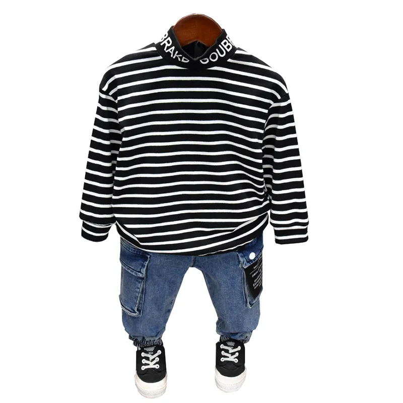 Комплект одежды WLG для мальчиков, осенняя футболка в полоску и модная одежда для маленьких мальчиков, джинсовый набор 
Комплект одежды WLG для мальчиков, осенняя футболка в полоску и модная одежда для маленьких мальчиков, джинсовый набор