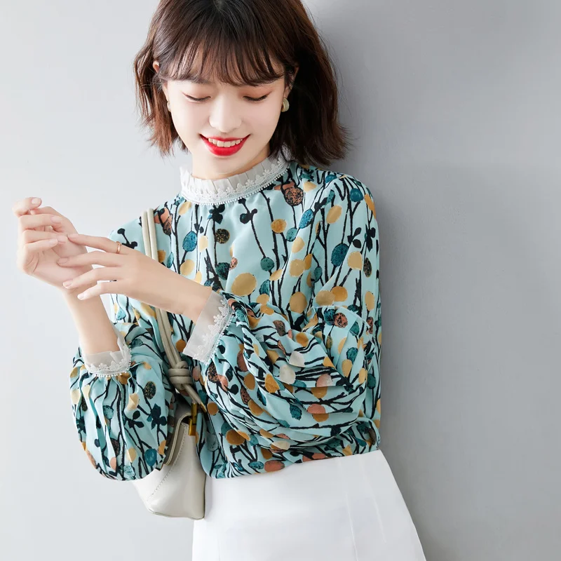 Houthion Chiffon Slim Women's Blouses New Retro Blouse Flowers Lace Edge Pullover Fashion Long Sleeve Top Lady Blusas
Houthion Chiffon Slim Women's Blouses New Retro Blouse Flowers Lace Edge Pullover Fashion Long Sleeve Top Lady Blusas