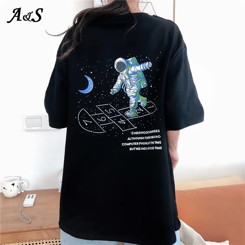 Женская хлопковая футболка с коротким рукавом Anbenser, Повседневная Свободная футболка в стиле Харадзюку с изображением астронавта, 2021
Женская хлопковая футболка с коротким рукавом Anbenser, Повседневная Свободная футболка в стиле Харадзюку с изображением астронавта, 2021
