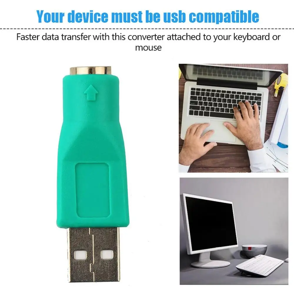 Portable Practical USB Male For PS2 Female Cable Adapter Converter For PC Laptop Notebooks Keyboard Mouse
