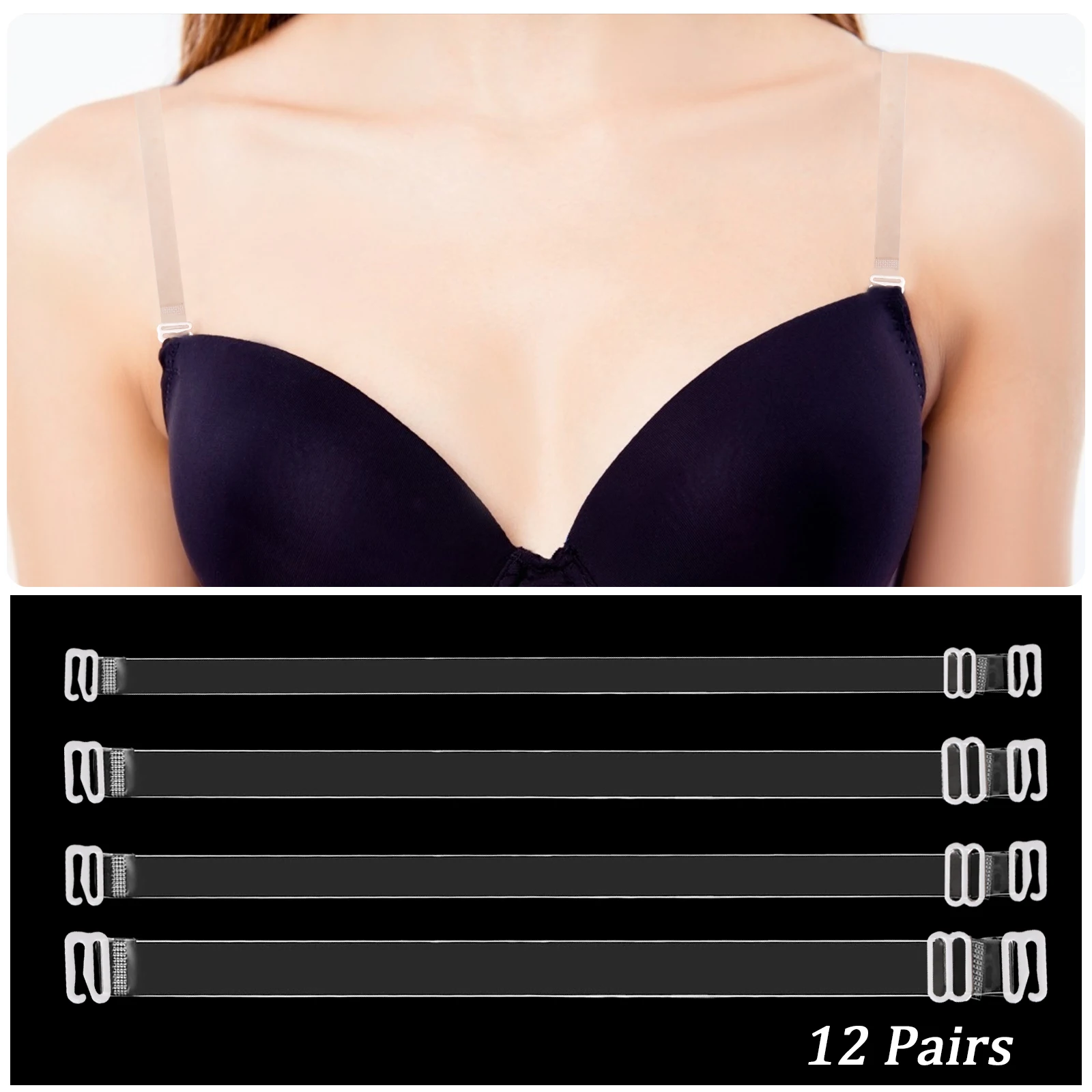 12 Pairs Silicone Buckle Bra Straps Belt Women's Elastic Transparent Silicone Adjustable Invisible Intimates Women Accessories
12 Pairs Silicone Buckle Bra Straps Belt Women's Elastic Transparent Silicone Adjustable Invisible Intimates Women Accessories