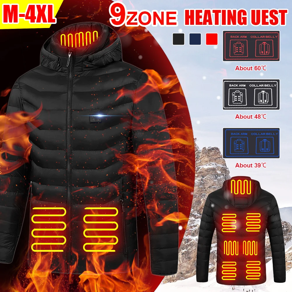 9 Heating Zones Jackets Electric Thermal Jacket with 3 Tempearture Adjustment Winter WarmCoat Heatable Cotton jack for Men Women
9 Heating Zones Jackets Electric Thermal Jacket with 3 Tempearture Adjustment Winter WarmCoat Heatable Cotton jack for Men Women