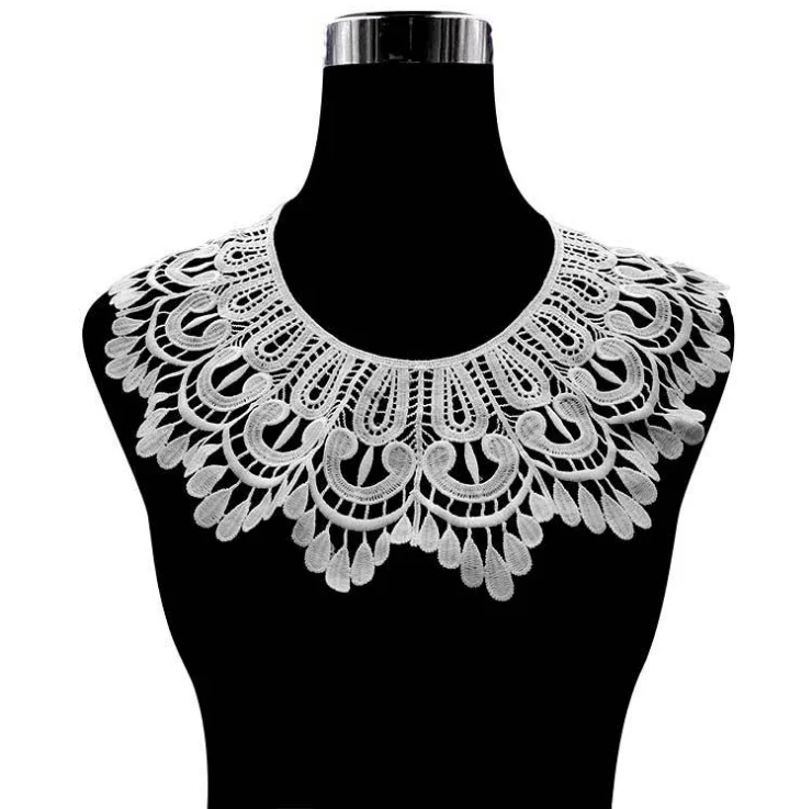 

10Pieces Polyester Venise Fabric Lace Collar White Black Neckline Trim Applique DIY Sewing Craft