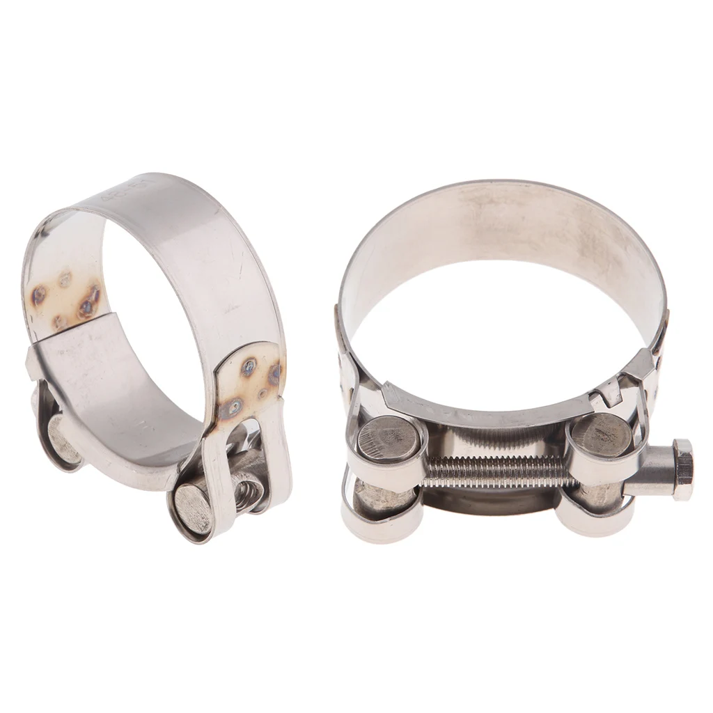 Silver Motorbike Exhaust Clamp Clip Stainless Steel Muffler Silencer Clamps 48-51mm/52-55mm | Автомобили и мотоциклы