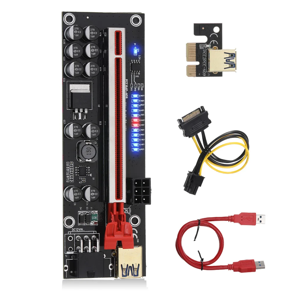 PCI-E Riser Card Adapter 10 Solid Capacitors PCI-Express Extender with USB 3.0 Cable Miner Mining Parts Motherboard Accessory
PCI-E Riser Card Adapter 10 Solid Capacitors PCI-Express Extender with USB 3.0 Cable Miner Mining Parts Motherboard Accessory