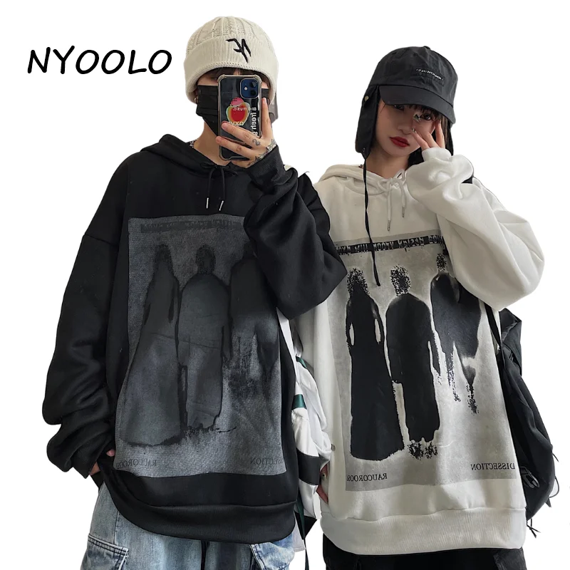 NYOOLO Harajuku Novelty Design Shadow Print Plus Velvet Hooded Pullovers Sweatshirt Women Men Clothes Winter Warm Hoodies Tops 
NYOOLO Harajuku Novelty Design Shadow Print Plus Velvet Hooded Pullovers Sweatshirt Women Men Clothes Winter Warm Hoodies Tops
